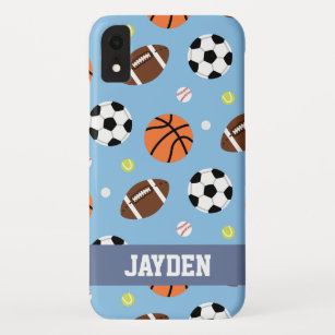 Balls Sports Themed Pattern Boys Personalised iPhone XR Case
