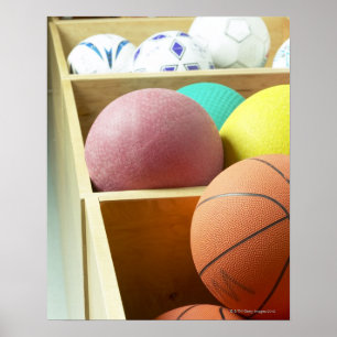 Balls stored in bins poster
