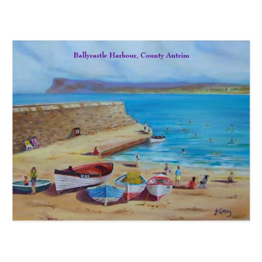 Image of Ballycastle Harbour, County Antrim oil painting by Postcard