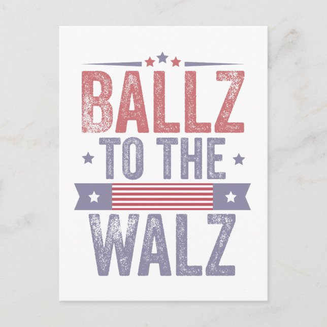 Ballz to the Walz Harris Waltz 2024 Election   Invitation Postcard (Front)