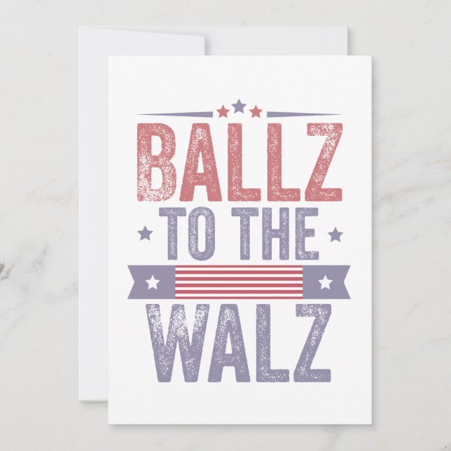 Ballz to the Walz Harris Waltz 2024 Election   Thank You Card (Front)