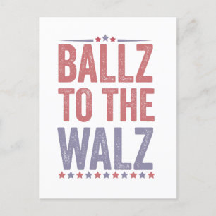 Ballz To the Walz Harris Walz Election 2024 Invitation Postcard