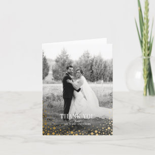 Balmoral Gold Dot Wedding Photo Thank You Card