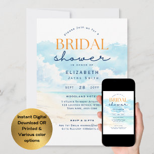 Balmy Days   Tropical Sunset Beach Bridal Shower Invitation