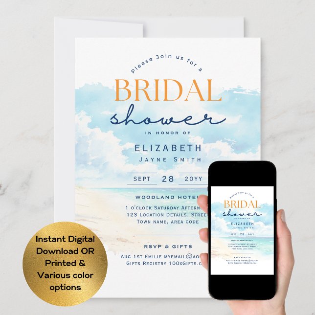 Balmy Days | Tropical Sunset Beach Bridal Shower Invitation (Creator Uploaded)
