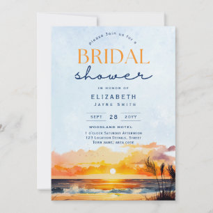 Balmy Days   Tropical Sunset Beach Bridal Shower Invitation