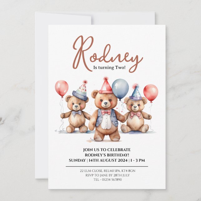 Baloon Bear Baby Shower Invitations (Front)
