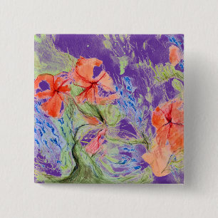 Balsam and Lobelia flowers 15 Cm Square Badge
