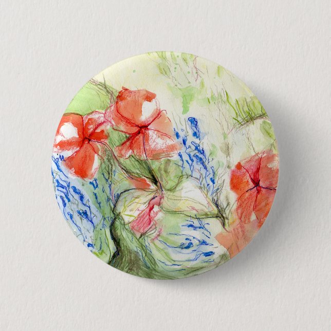 Balsam and Lobelia flowers 6 Cm Round Badge (Front)
