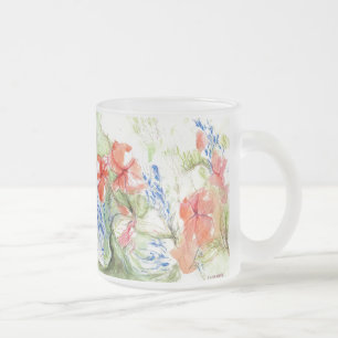 Balsam and Lobelia flowers Frosted Glass Coffee Mug
