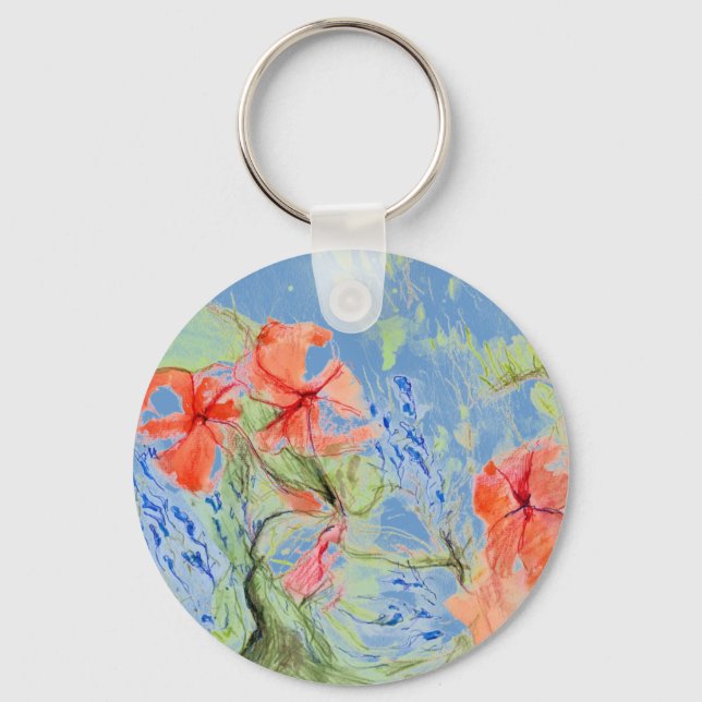 Balsam and Lobelia flowers Key Ring (Front)