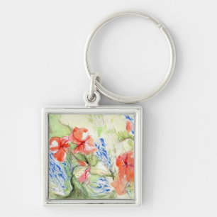Balsam and Lobelia flowers Key Ring