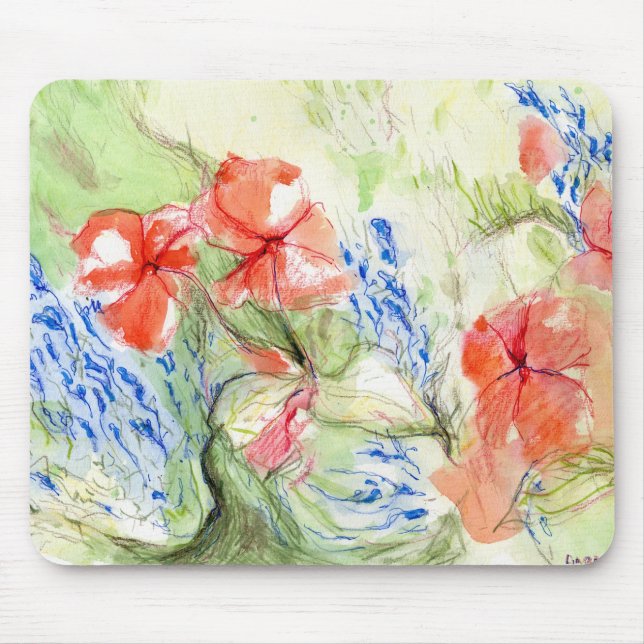Balsam and Lobelia flowers Mouse Mat (Front)