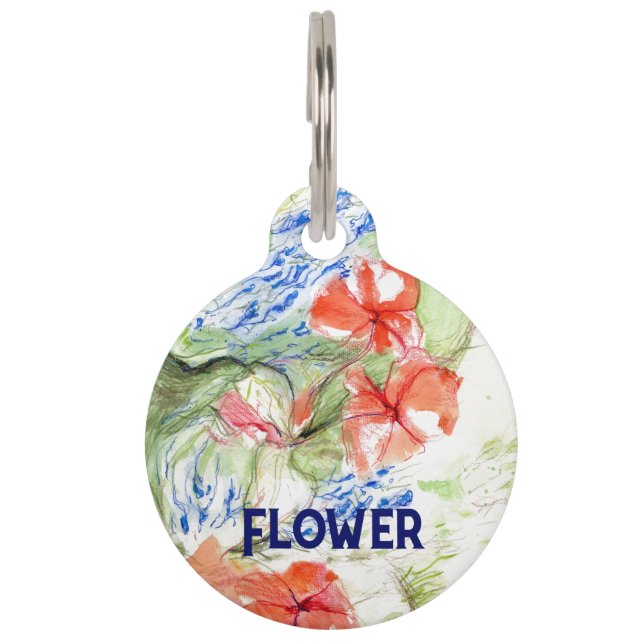 Balsam and Lobelia flowers Pet Tag (Front)