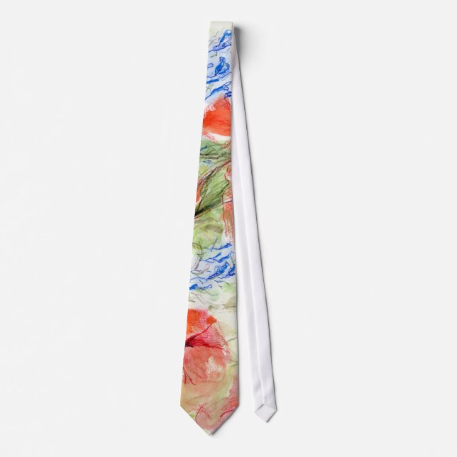 Balsam and Lobelia flowers Tie (Front)