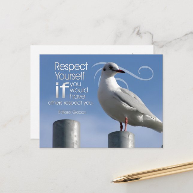 Baltasar Gracian Inspirational Quote "Respect" Postcard (Front/Back In Situ)