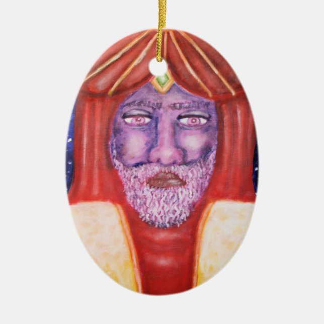 "Balthasar" Three Kings Christmas Art Ceramic Tree Decoration (Front)