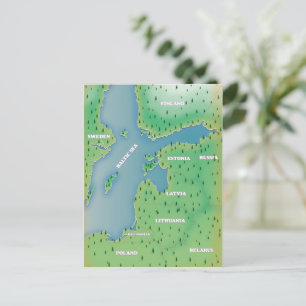 Baltic sea map postcard