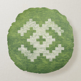 Baltic Symbols Green Vintage Round Cushion