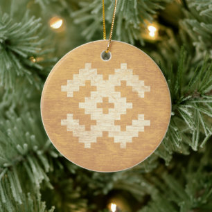 Baltic Symbols Yellow Vintage Ceramic Tree Decoration