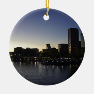 Baltimore at Night Ceramic Tree Decoration