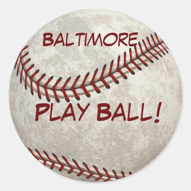 Baltimore Baseball  Play Ball! American Past-time Classic Round Sticker (Front)