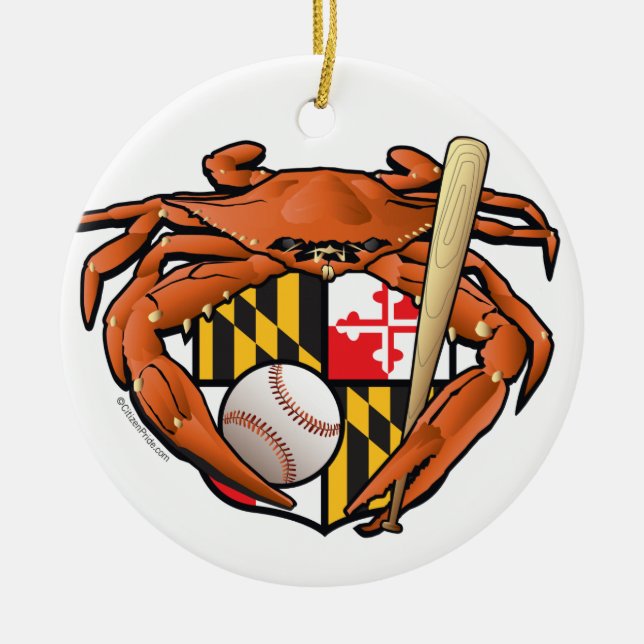Baltimore Baseball Sports Crab Ceramic Tree Decoration (Front)