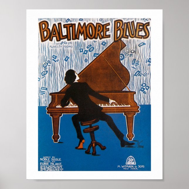 Baltimore Blues Vintage Song Sheet Cover Poster (Front)