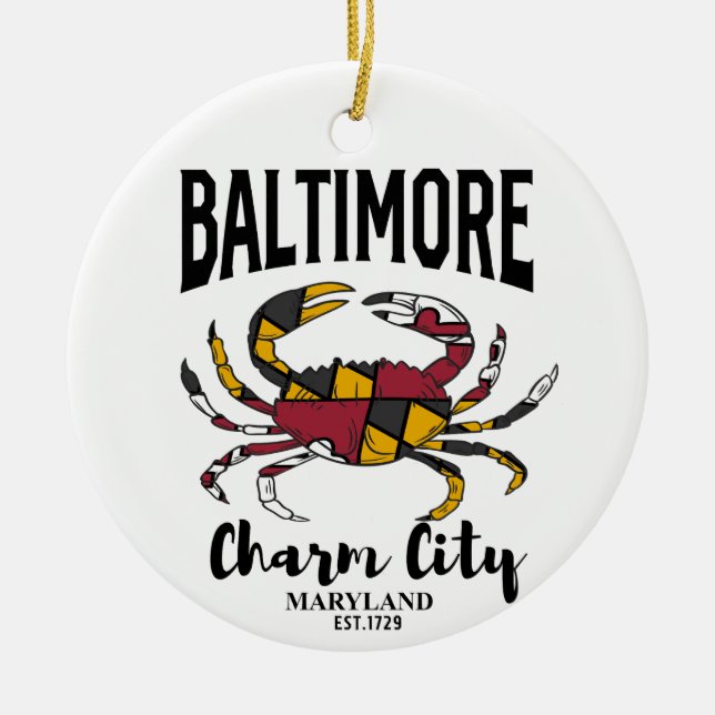 Baltimore Charm City Crab Ceramic Tree Decoration (Front)