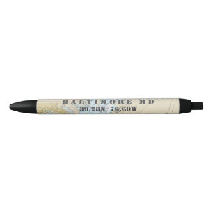Baltimore Chesapeake Bay County Nautical Chart Blue Ink Pen