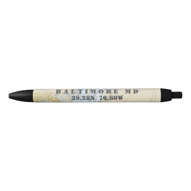 Baltimore Chesapeake Bay County Nautical Chart Blue Ink Pen (Front)