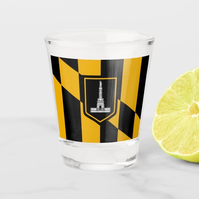Baltimore city flag shot glass (Front)