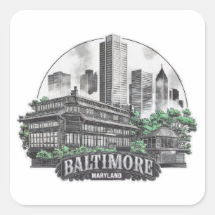 Baltimore City Maryland USA Square Sticker
