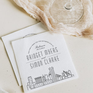 Baltimore Deco Skyline   Wedding Event Napkins