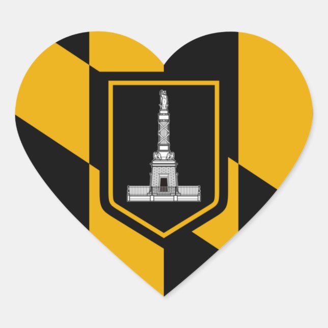 Baltimore Flag Heart Sticker (Front)