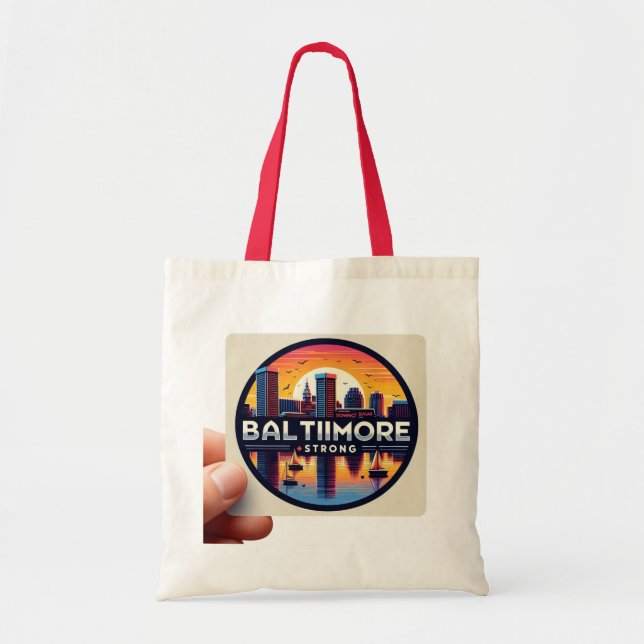 Baltimore Iconic Sunset: Strong City Tote Bag (Front)