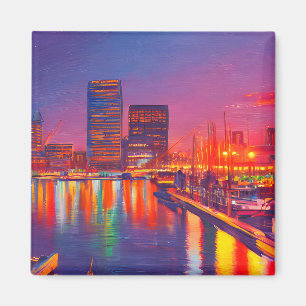 Baltimore Inner Harbour at Night  Magnet
