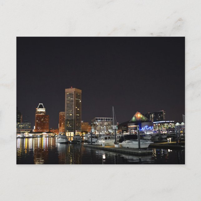 Baltimore Inner Harbour at Night Postcard (Front)