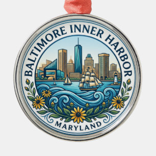 Baltimore Inner Harbour Maryland Metal Tree Decoration