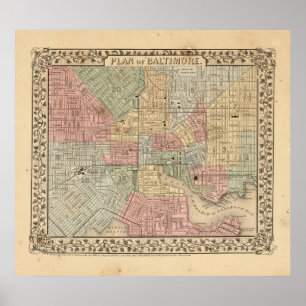Baltimore Map by Mitchell Poster