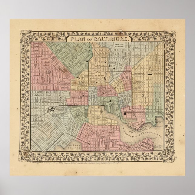 Baltimore Map by Mitchell Poster (Front)