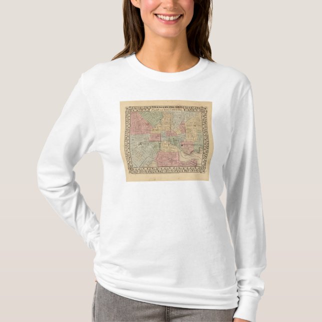 Baltimore Map by Mitchell T-Shirt (Front)