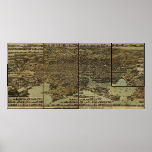 Baltimore Maryland 1870 Antique Panoramic Map Poster