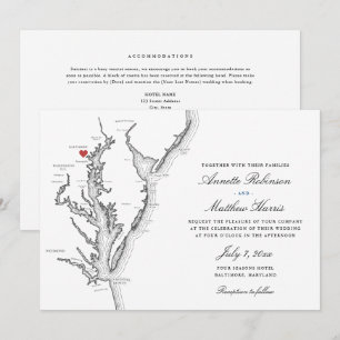 Baltimore Maryland all-in-one QR code RSVP Wedding Invitation