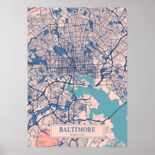 Baltimore - Maryland Breezy City Map  Poster