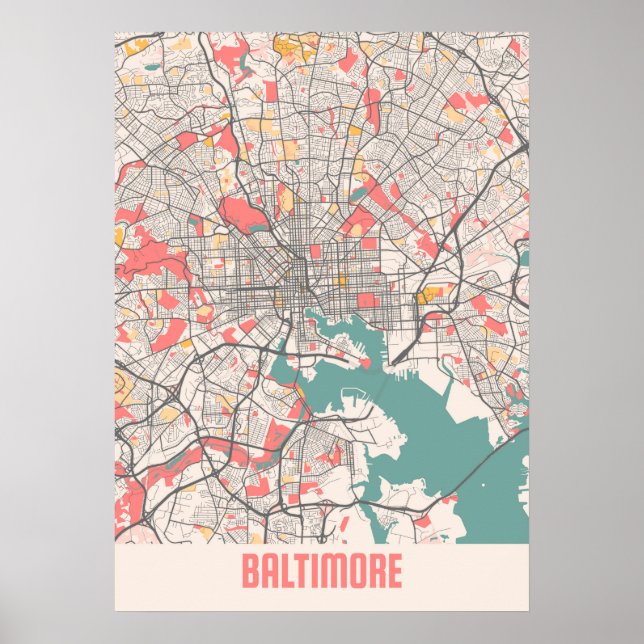Baltimore - Maryland Chalk City Map Poster (Front)