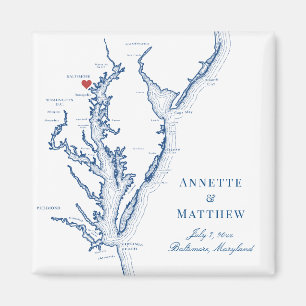 Baltimore Maryland Chesapeake Bay Map Wedding  Magnet