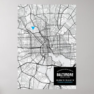 Baltimore, Maryland City Map + Mark Your Location  Poster