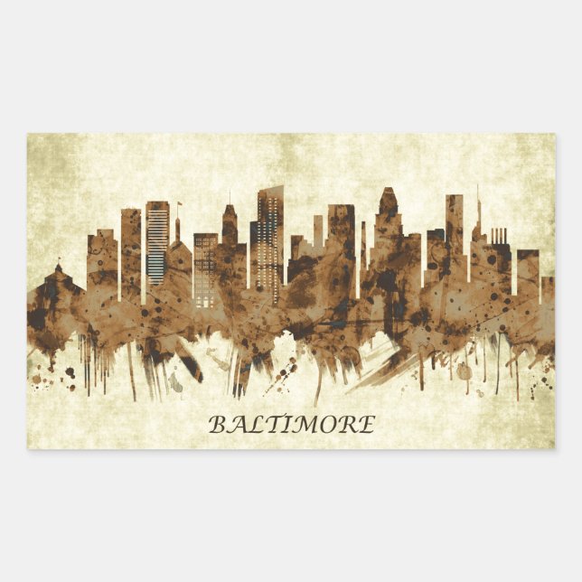 Baltimore Maryland Cityscape Rectangular Sticker (Front)