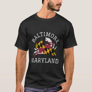 Baltimore Maryland Crab State Flag Home Travel Vin T-Shirt